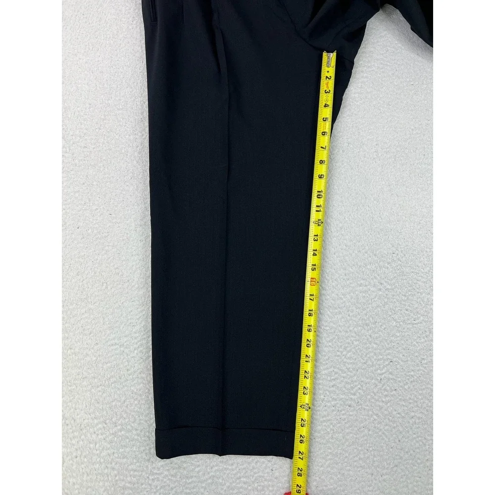 Hugo Boss Dress Pants Mens 36x27 Black Wool Pleated Cuffed Einstein USA